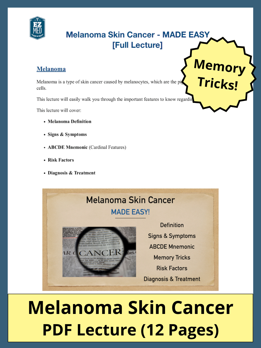 Melanoma Skin Cancer [PDF Lecture] – EZmed