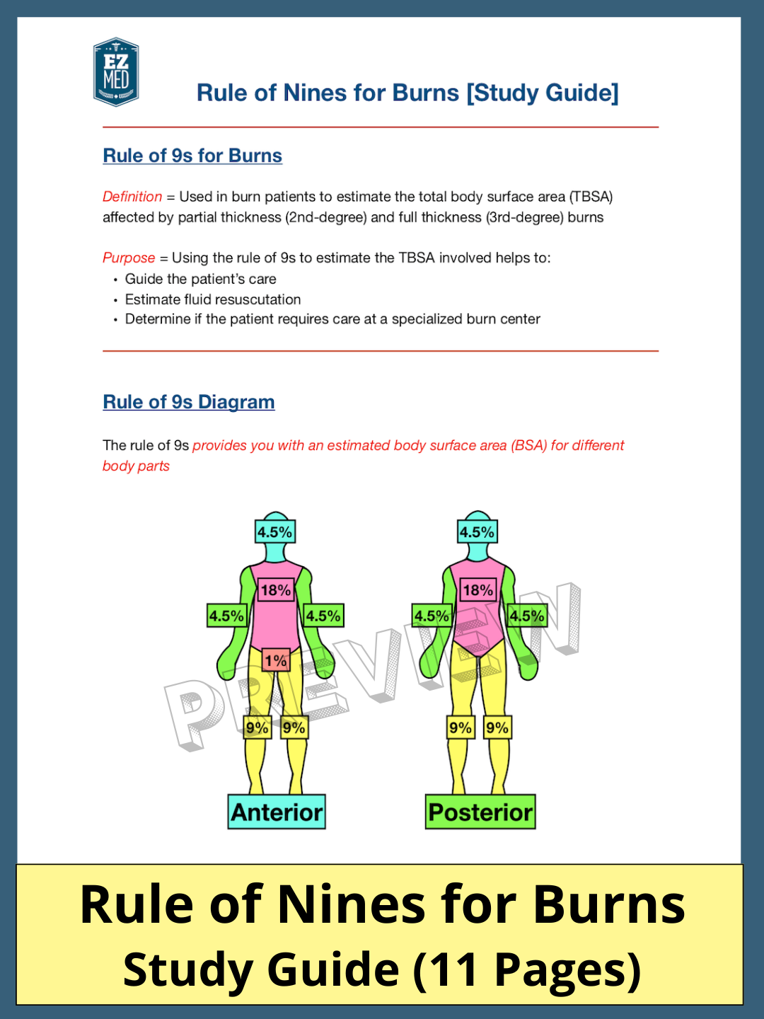 Rule of Nines for Burns [Study Guide] – EZmed